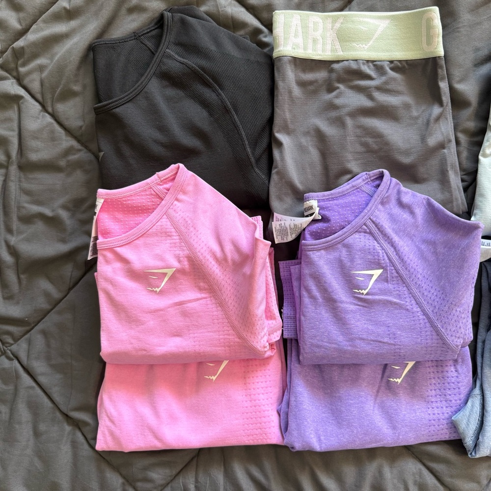 BUNDLE Gym Shark Active Wear Sz S&M, Black, Brown, Pink, Purple, Blue